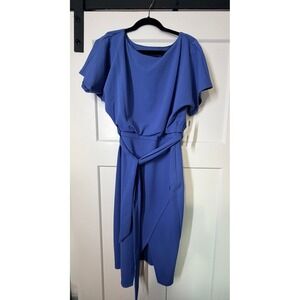 Andrew Marc Dress Women 12 Chambray Blue New With Tags Belted Dolman PL51971C